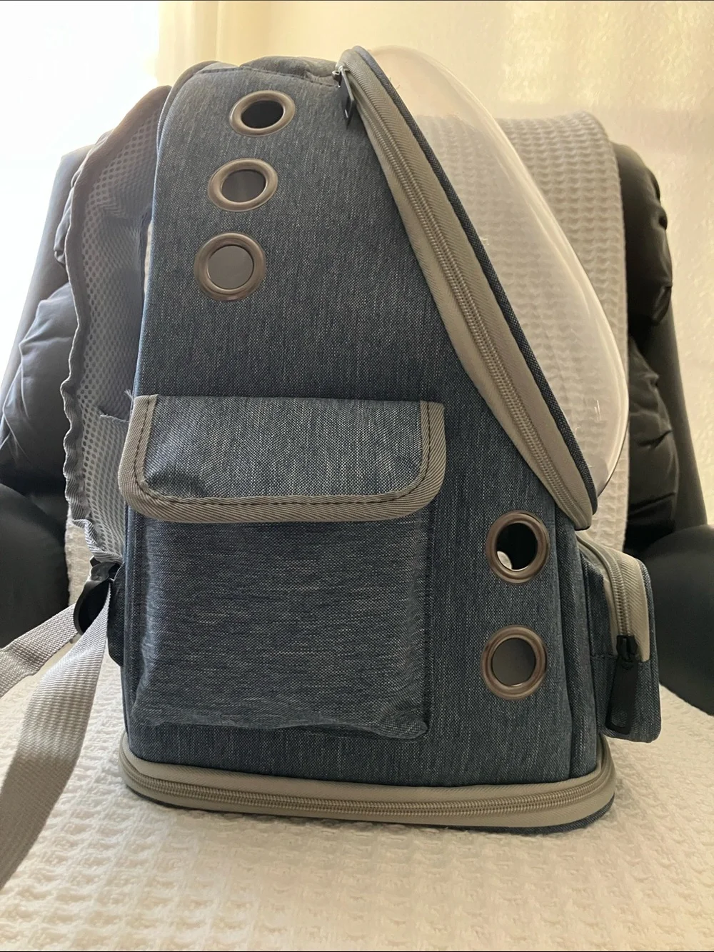 Blue Gray Bubble Backpack Pet Carrier